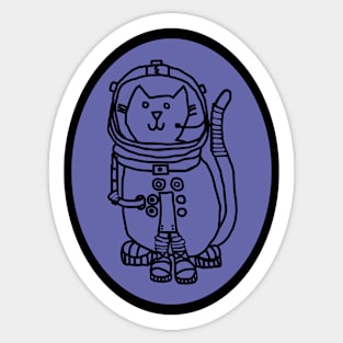 Space Cat Sci Fi Astronaut Oval Sticker